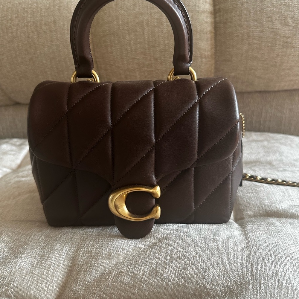 Coach Quilted Maple Brown Leather Top-Handle Satchel with Gold Hardware